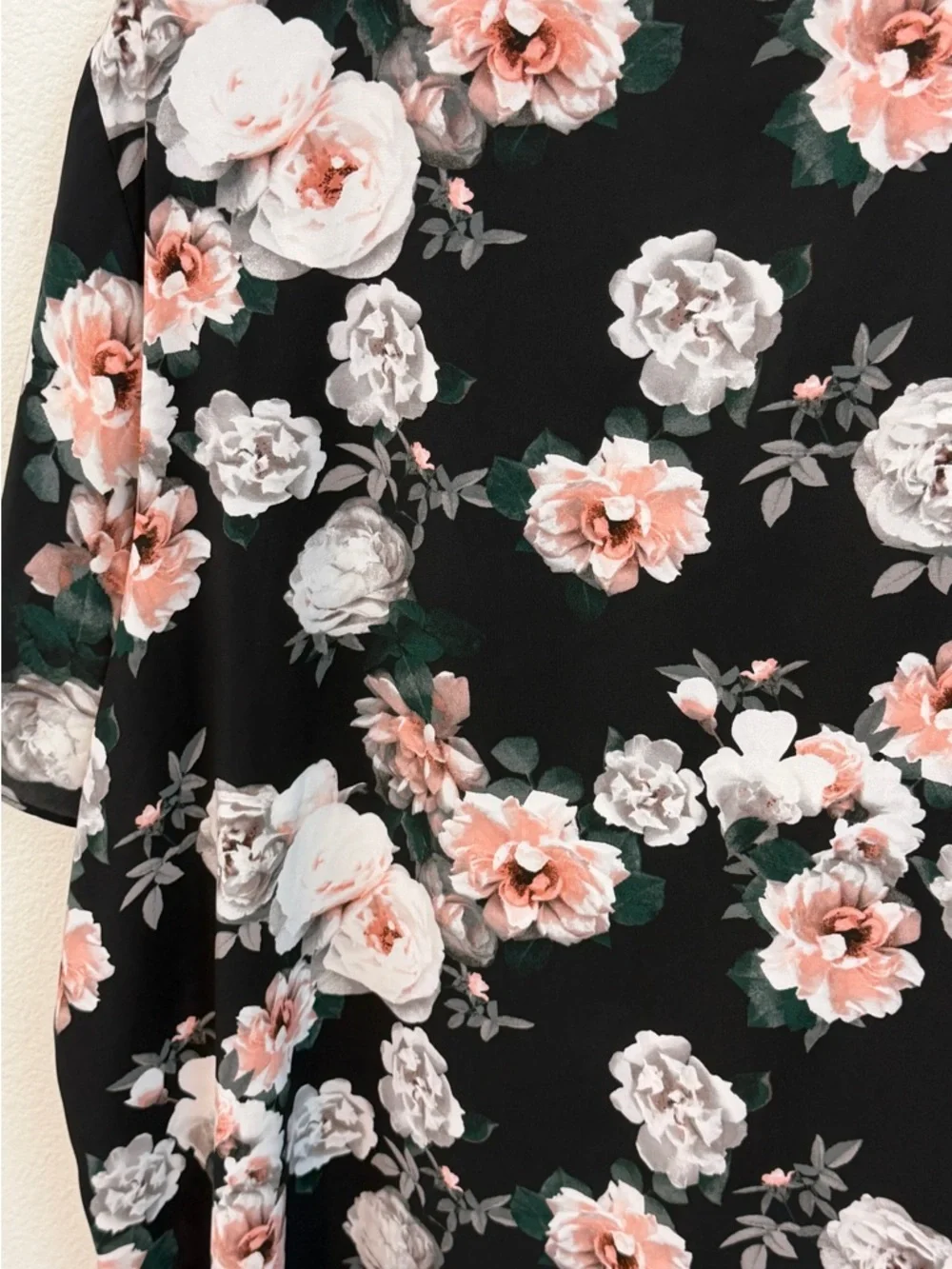 Calvin Klein Black Floral Wrap-Style Flutter Sleeve Blouse - Picture 7 of 9